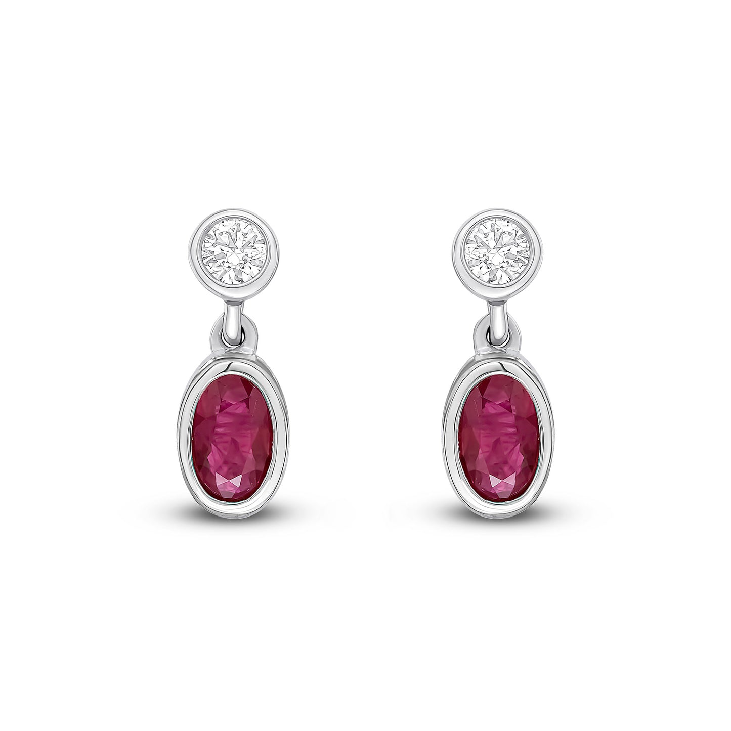 18ct White Gold Ruby And Diamond Earrings.