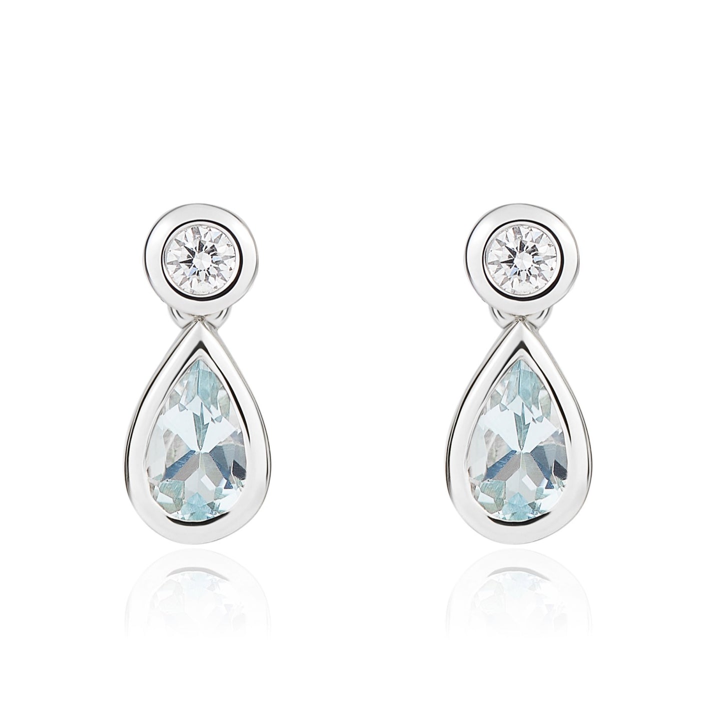 18ct White Gold Aqua And Diamond Earrings