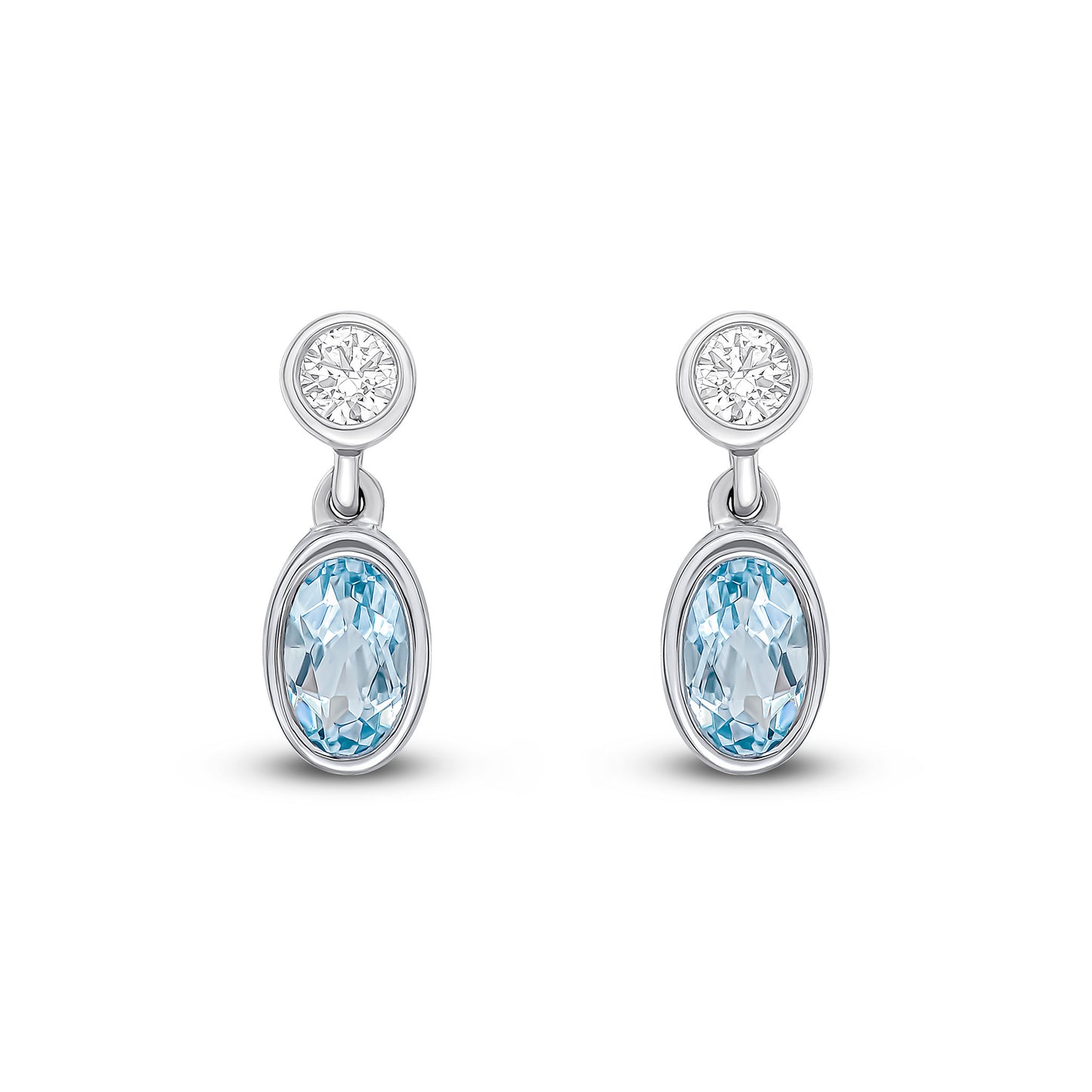 18ct White Gold Aqua And Diamond Earrings
