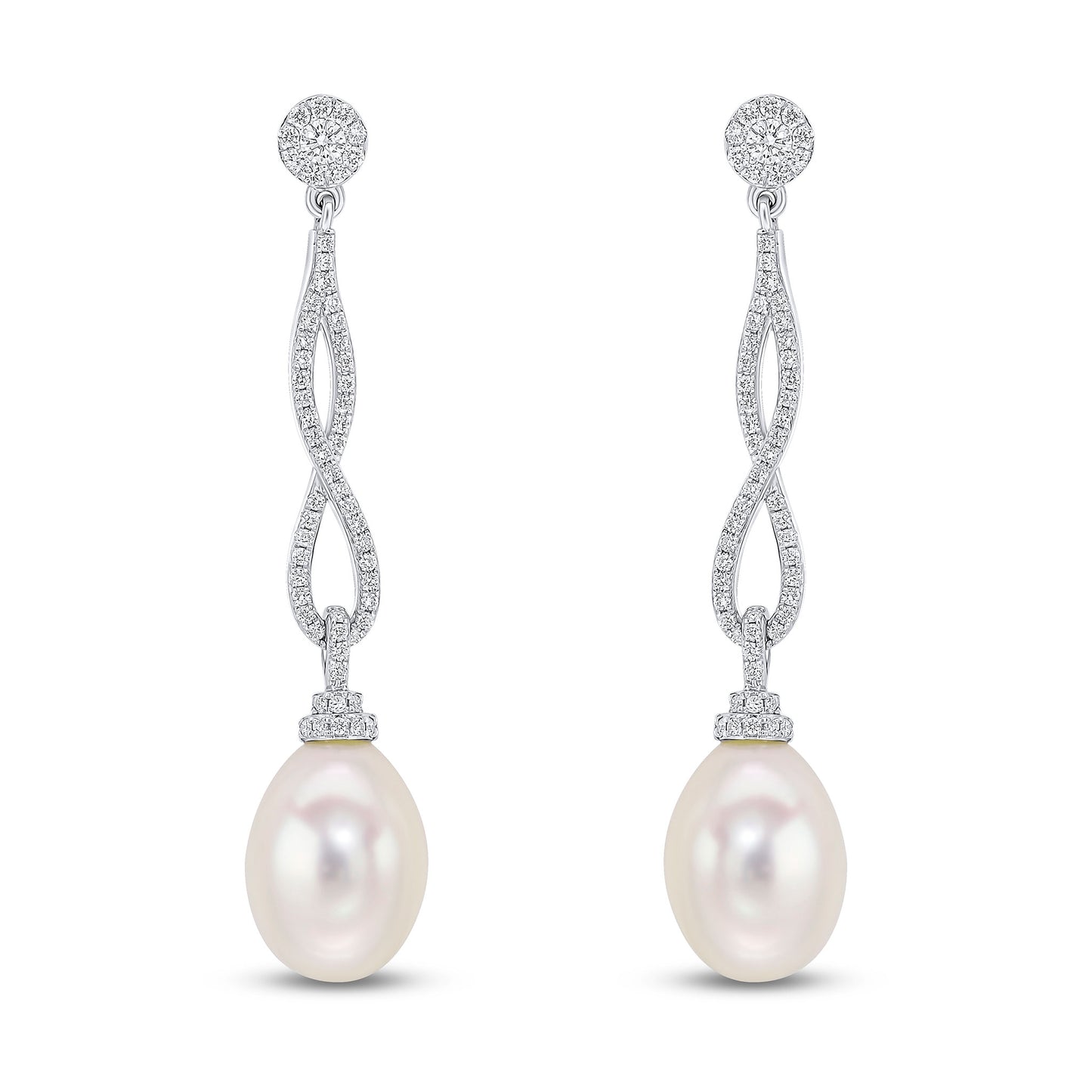 18ct White Gold Diamond and Pearl Earrings