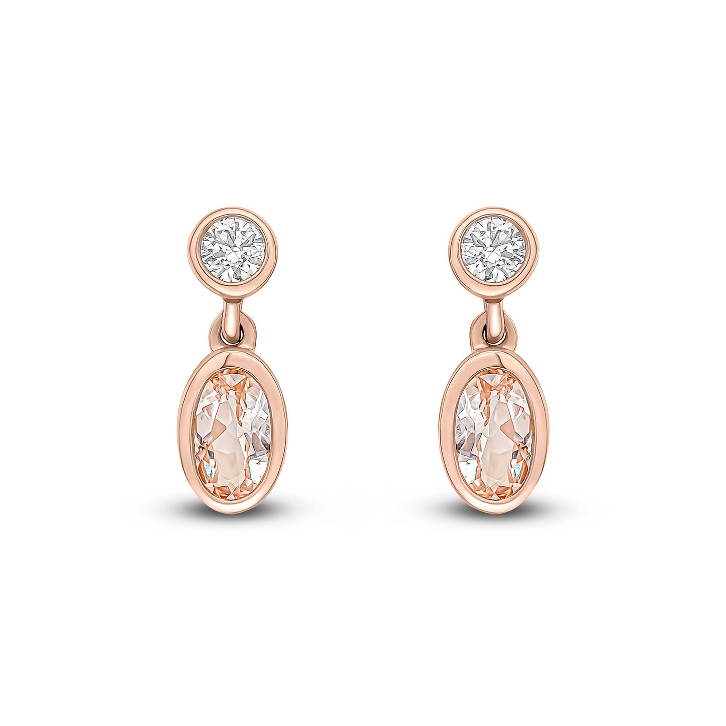 18ct Rose Gold Morganite And Diamond Earrings
