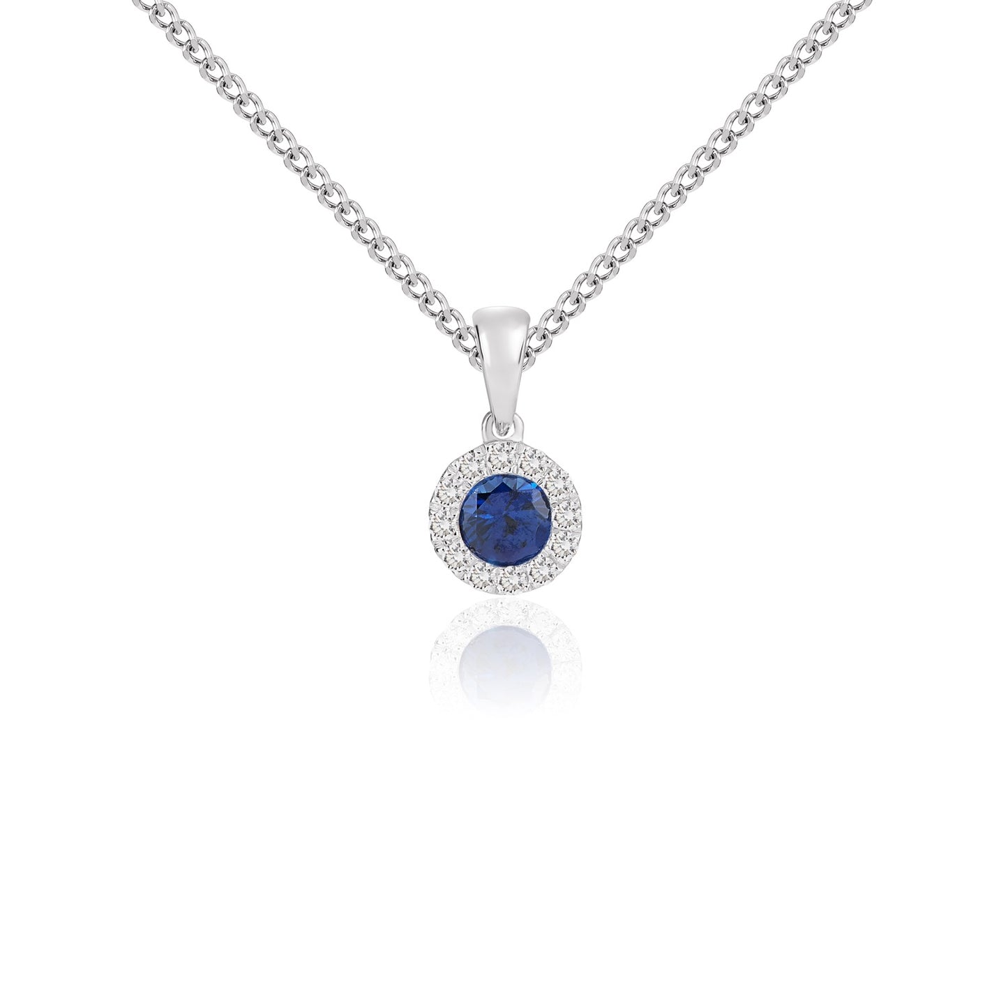 18ct White Gold Sapphire And Diamond Pendant