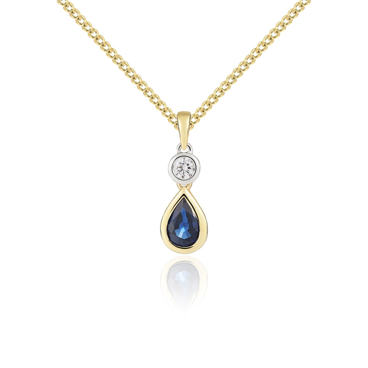 18ct Yellow And White Gold Sapphire And Diamond Pendant.
