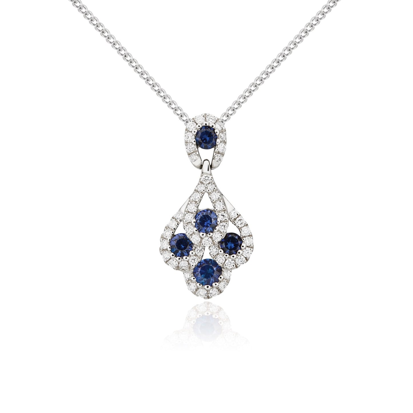 18ct White Gold Sapphire And Diamond Pendant