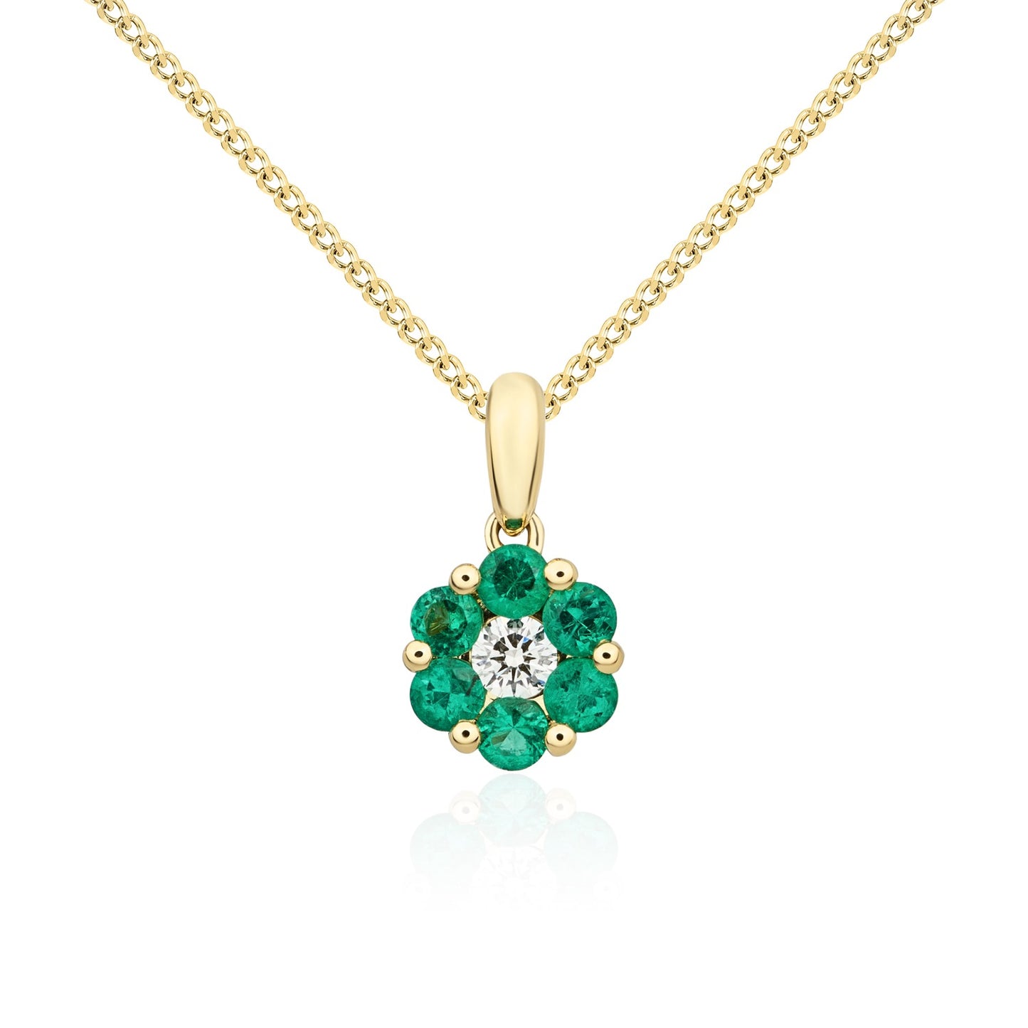 18ct Yellow Gold Emerald And Diamond Pendant.