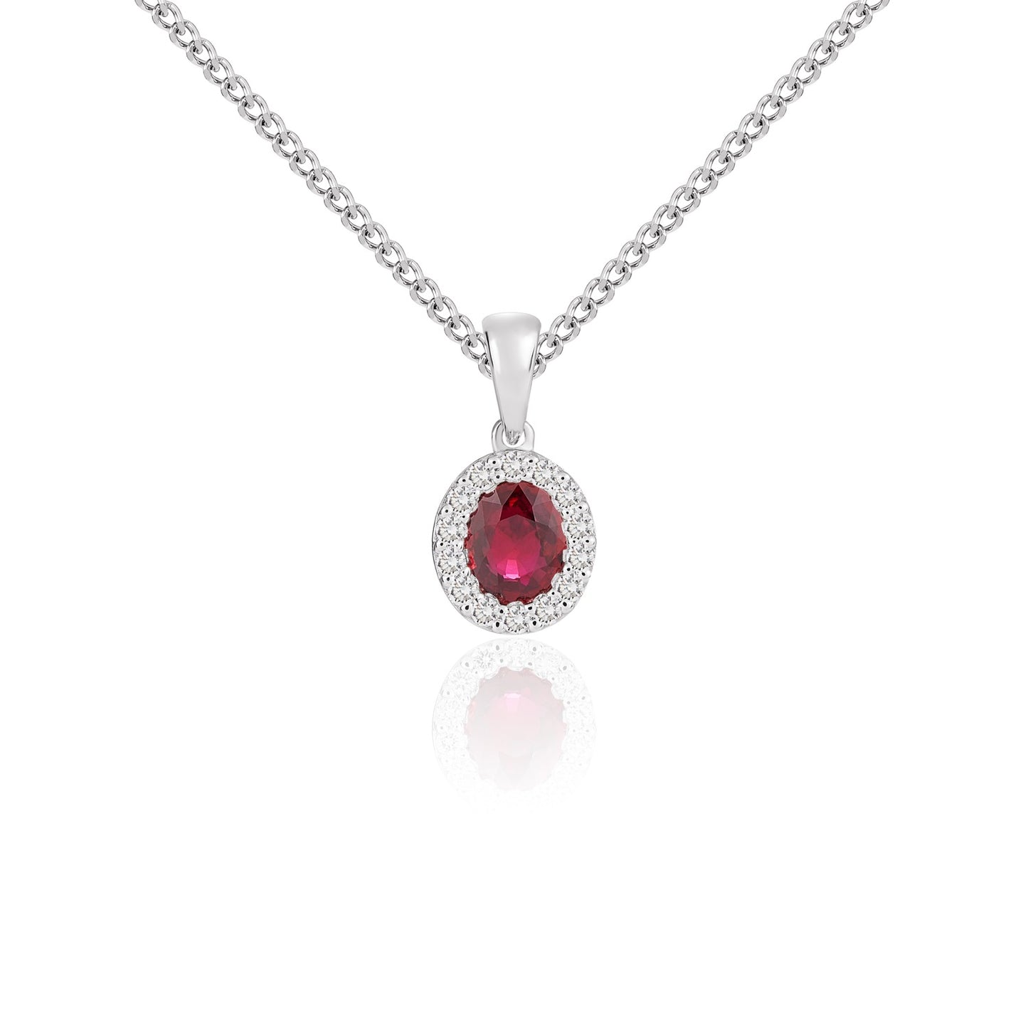 18ct White Gold Ruby And Diamond Pendant.