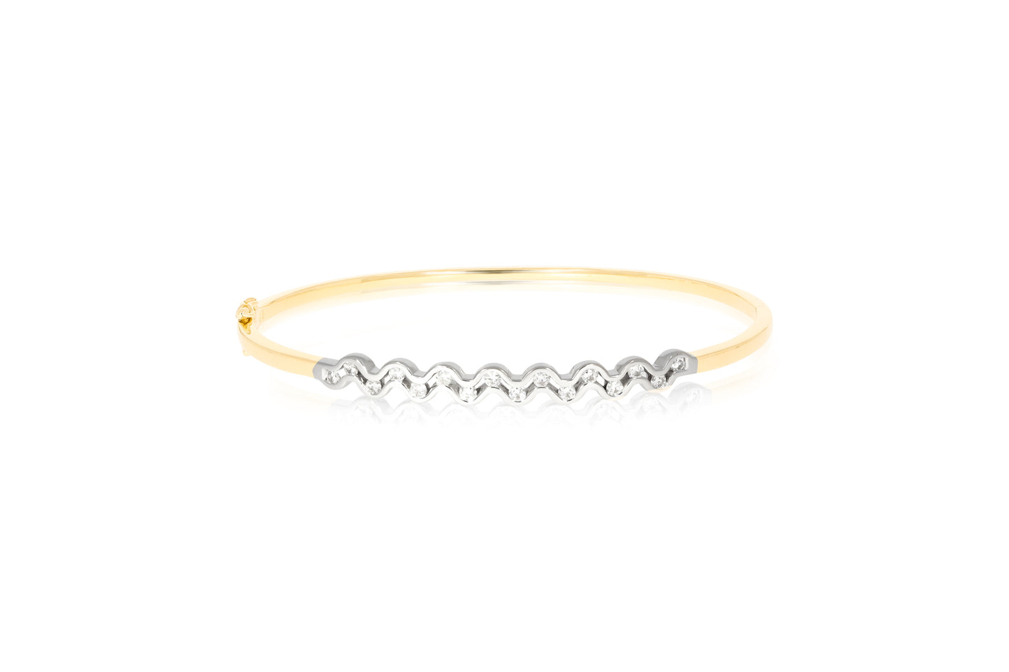 18ct Yellow and White Gold Diamond Bangle