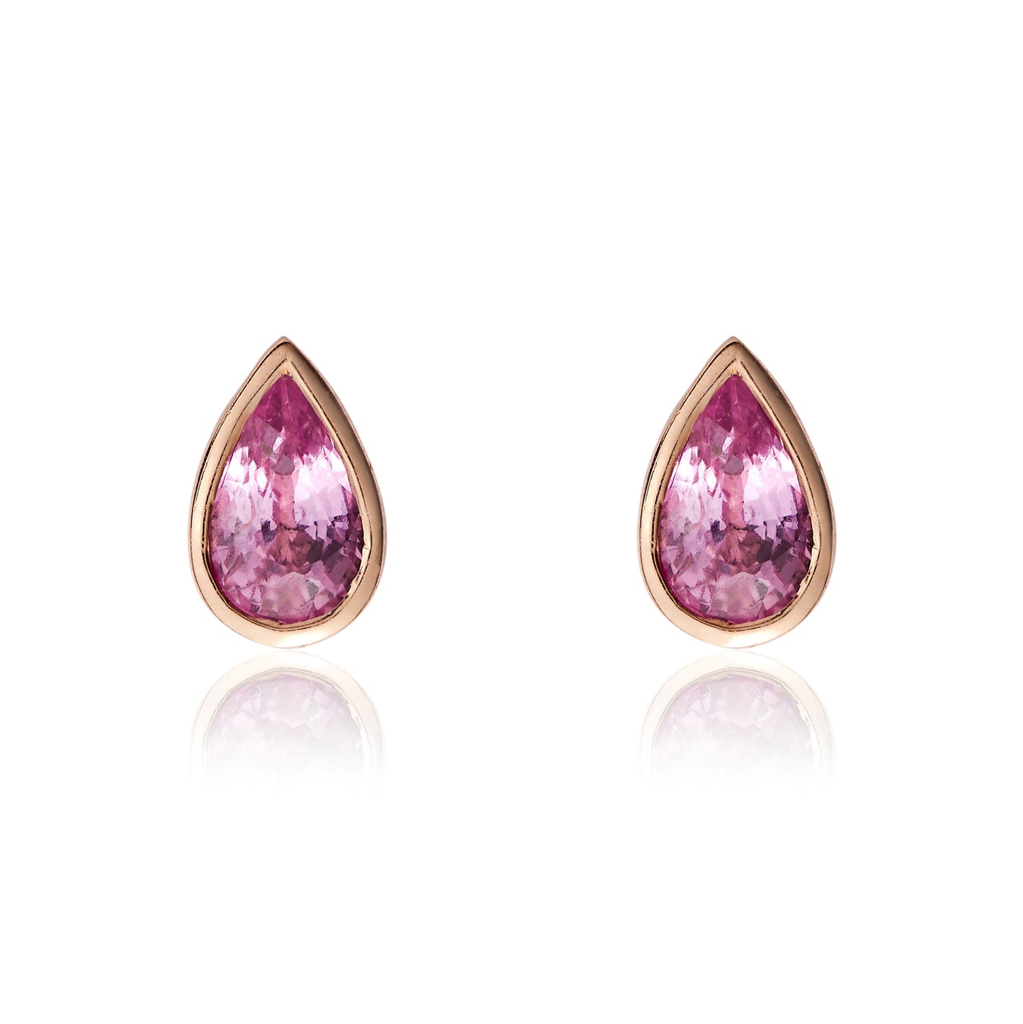 9ct Rose Gold And Sapphire Earrings.