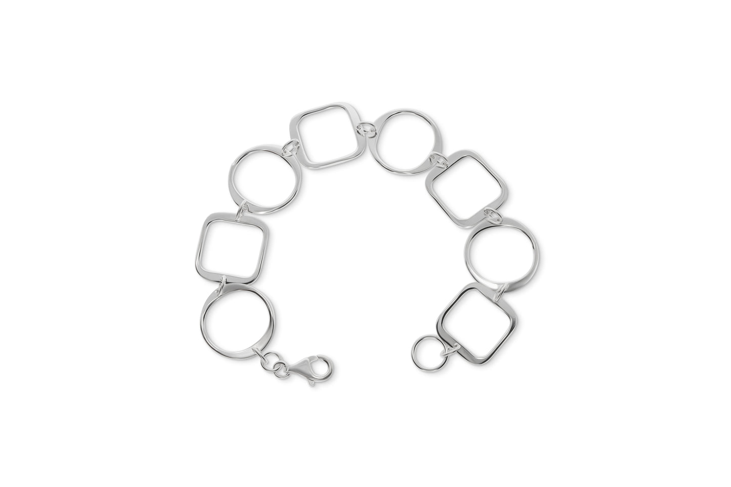 Silver Square and Circle Bracelet