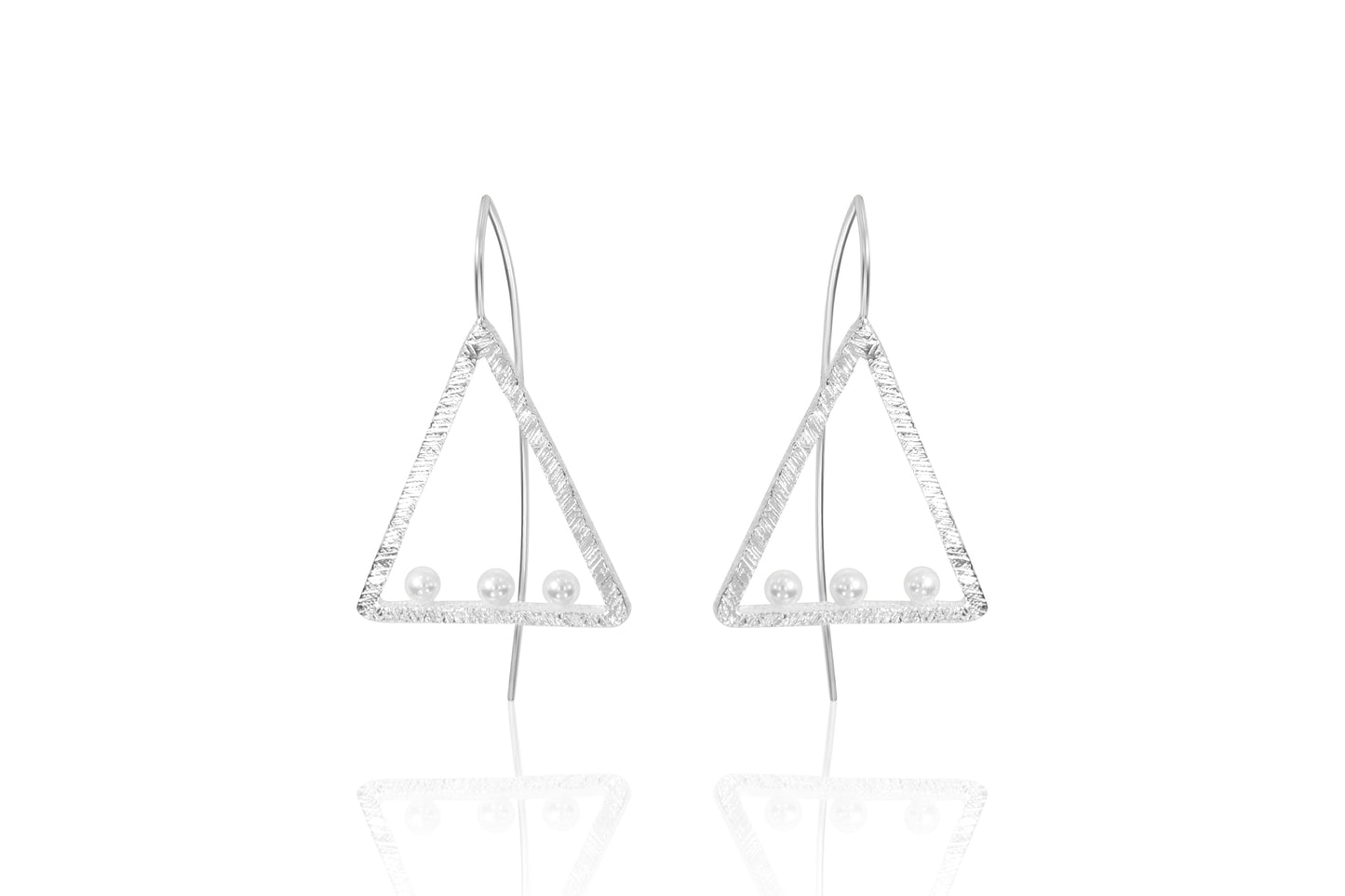 Silver Triangle Hook Earrings