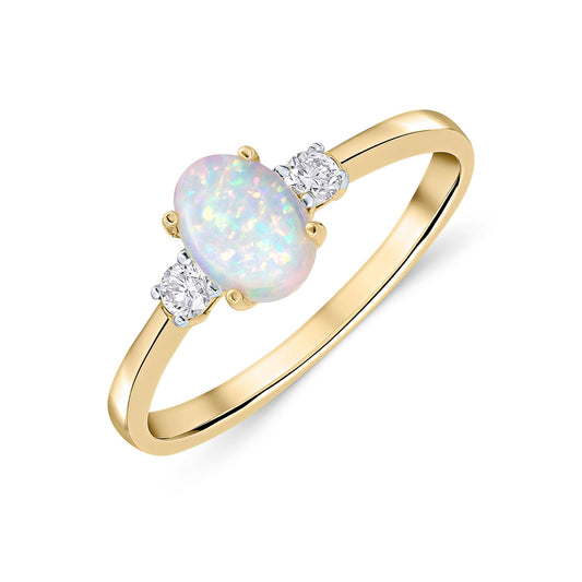 18ct Yellow Gold Opal And Diamond Ring