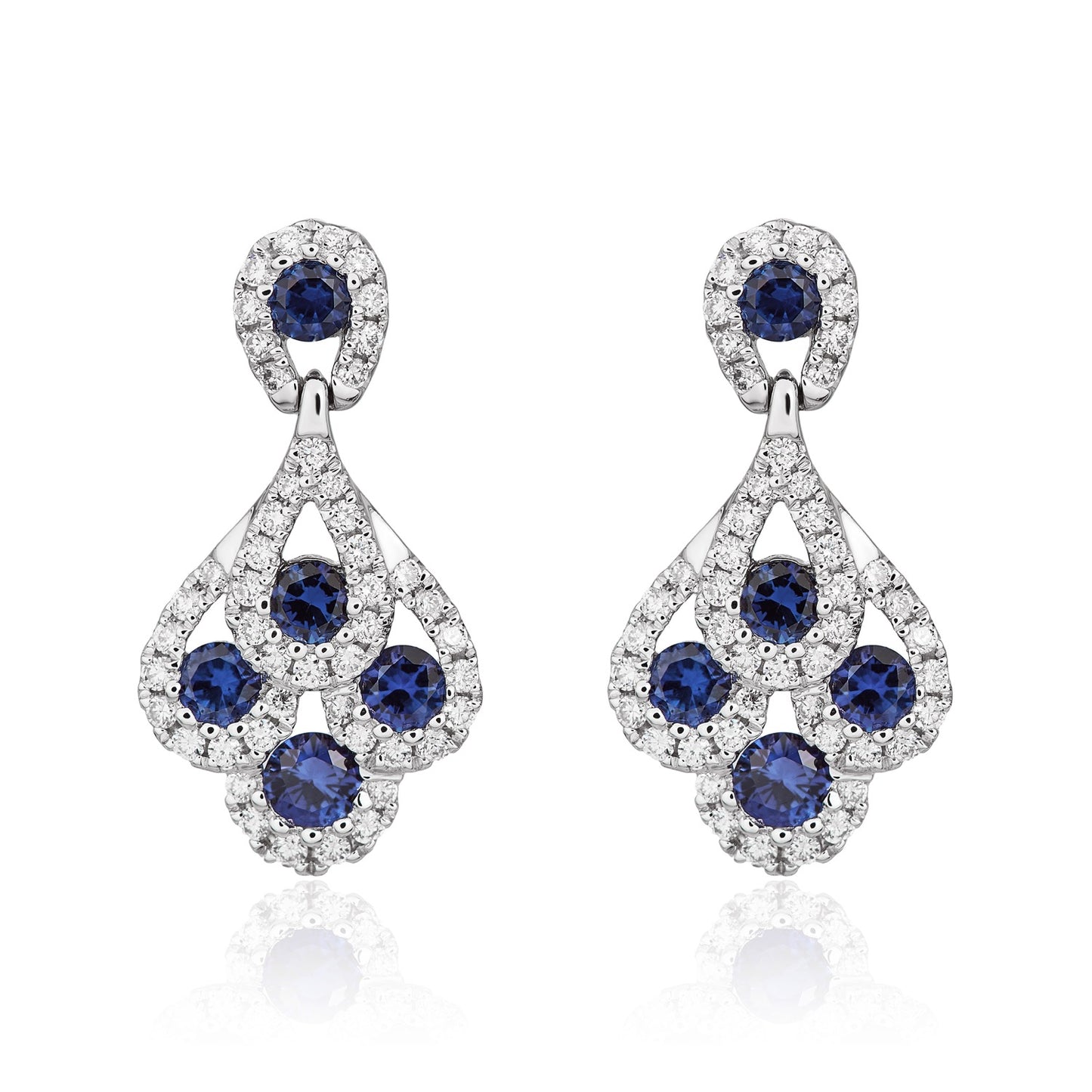 18ct White Gold Sapphire And Diamond Earrings.