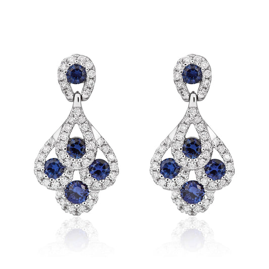 18ct White Gold Sapphire And Diamond Earrings.