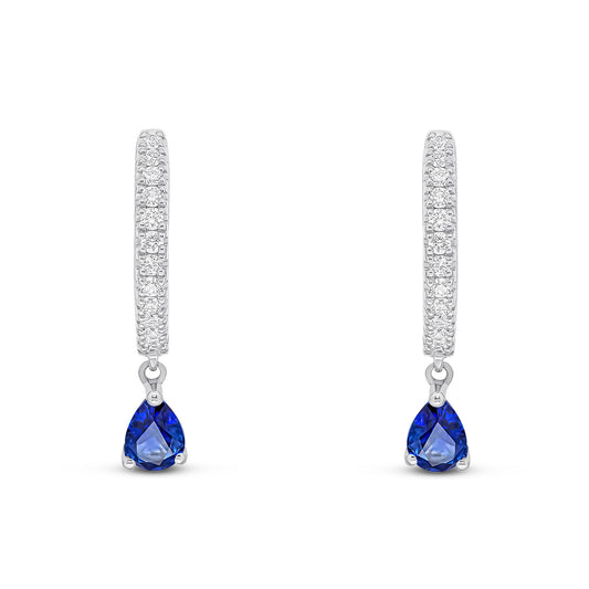 18ct White Gold Diamond And Sapphire Earrings.