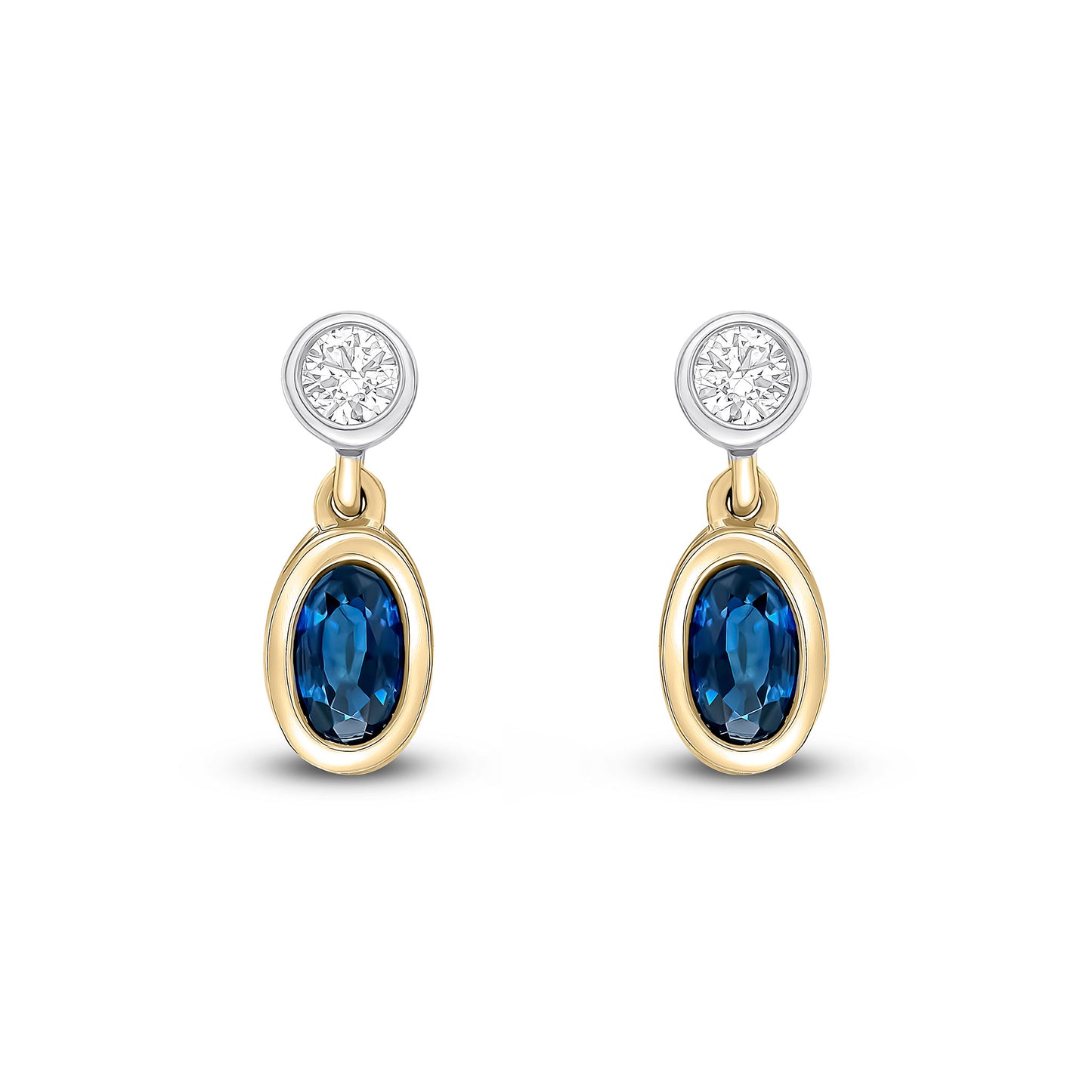 18ct Yellow And White Gold Sapphire And Diamond Earrings