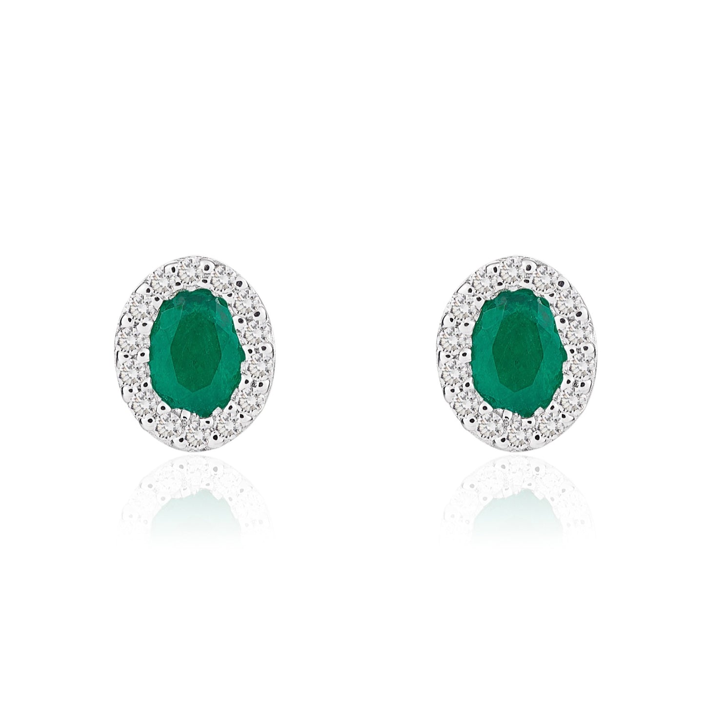 18ct White Gold Emerald And Diamond Earrings.