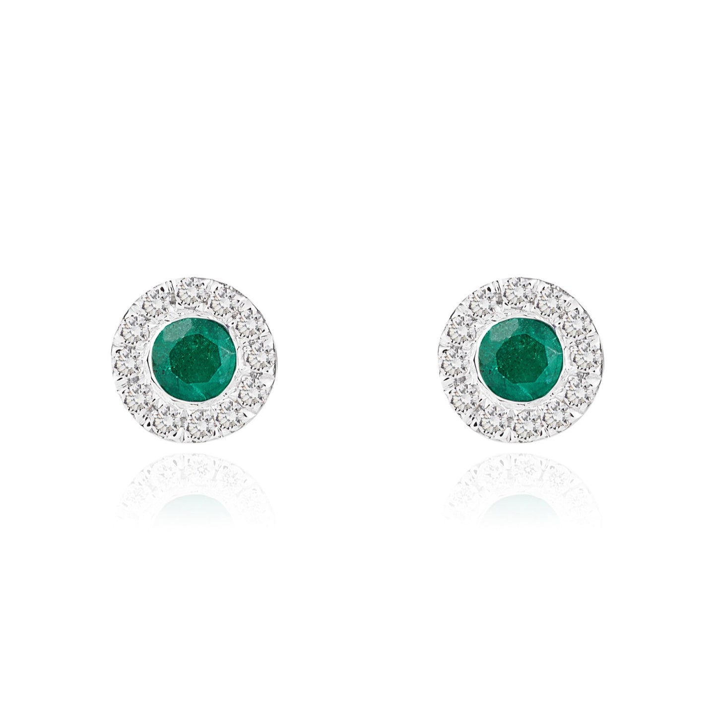 18ct White Gold Emerald And Diamond Earrings.