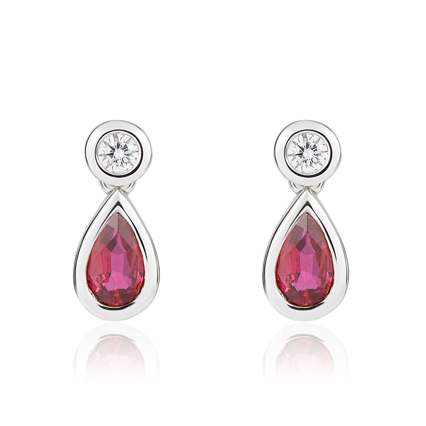 18ct White Gold Ruby And Diamond Earrings.