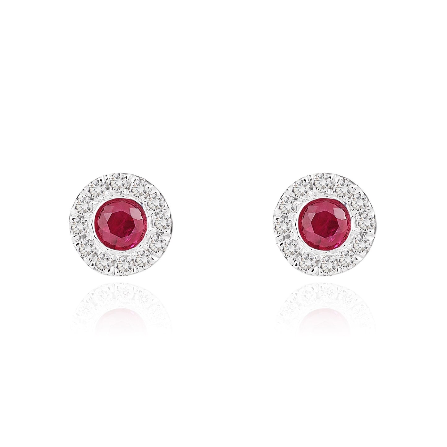 18ct White Gold Ruby And Diamond Earrings.