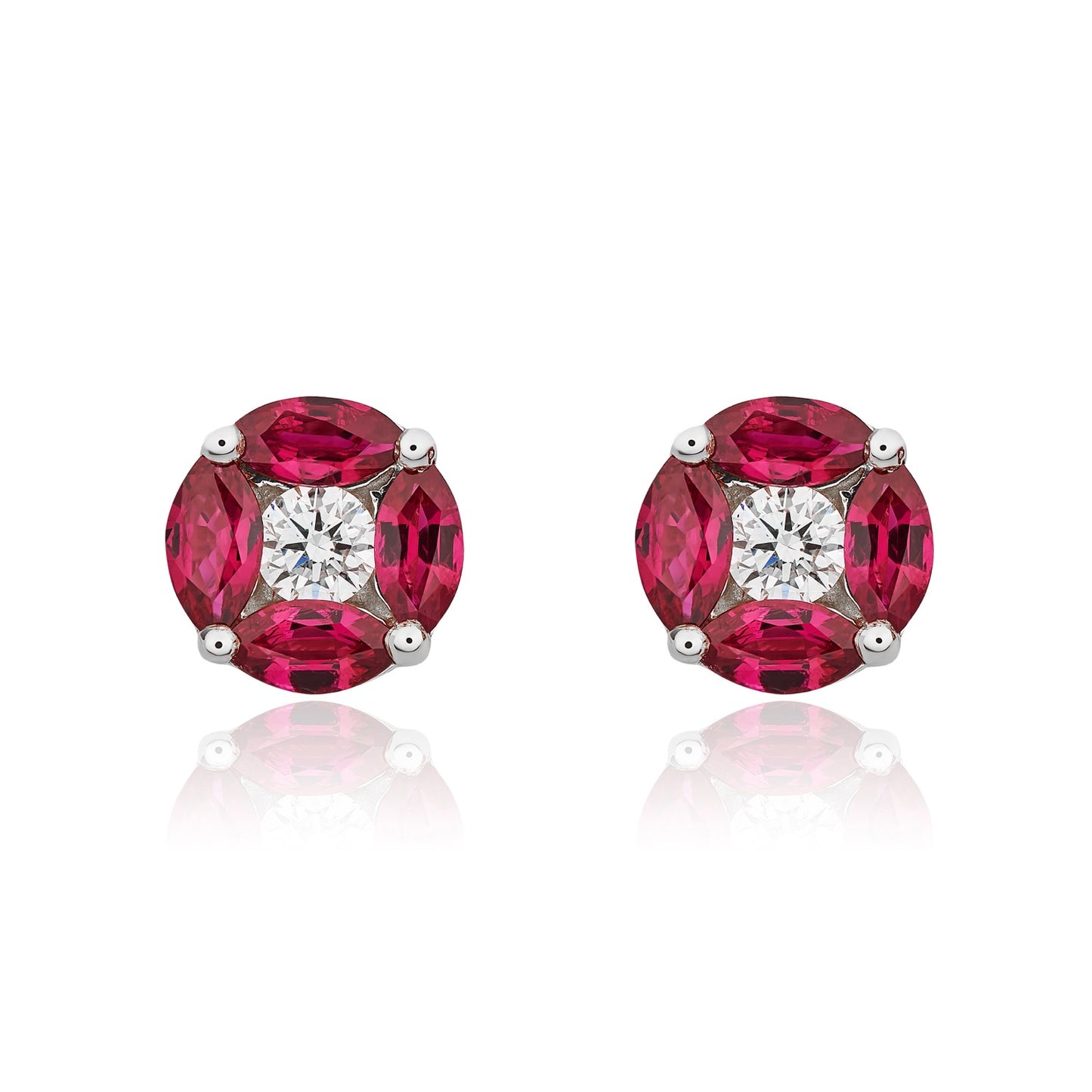 18ct White Gold Ruby And Diamond Earrings