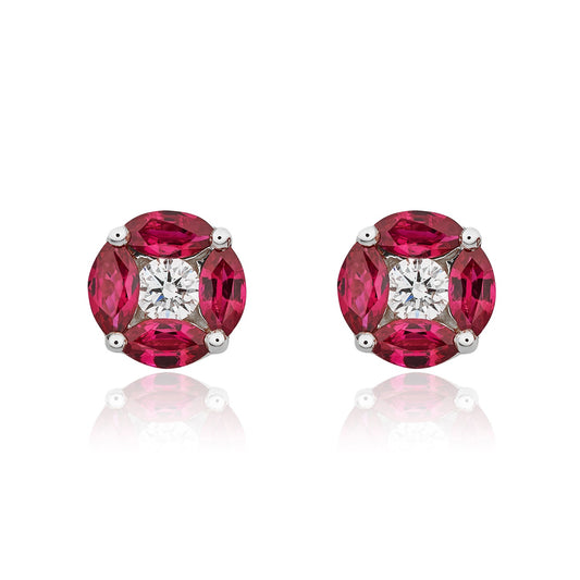 18ct White Gold Ruby And Diamond Earrings