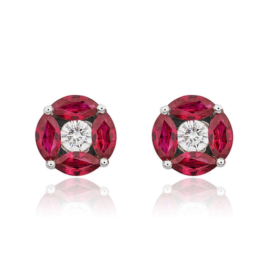 18ct White Gold Ruby And Diamond Earrings.