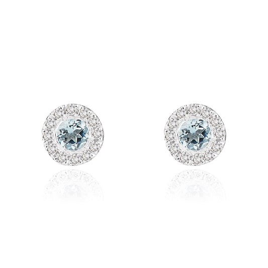 18ct White Gold Aqua And Diamond Earrings