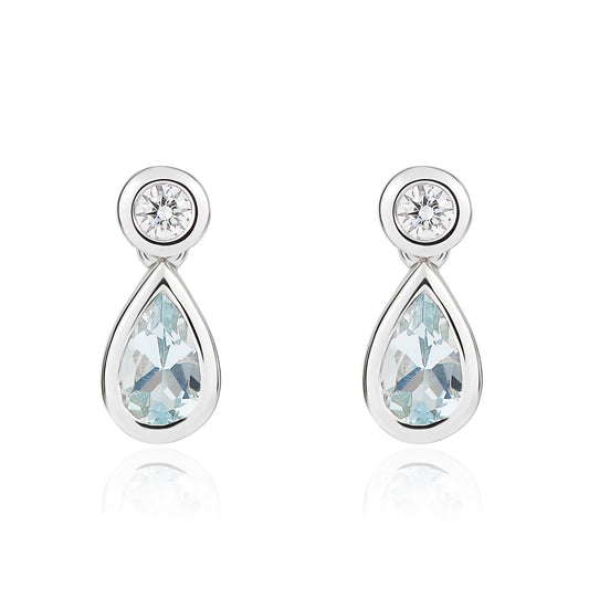 18ct White Gold Aqua And Diamond Earrings