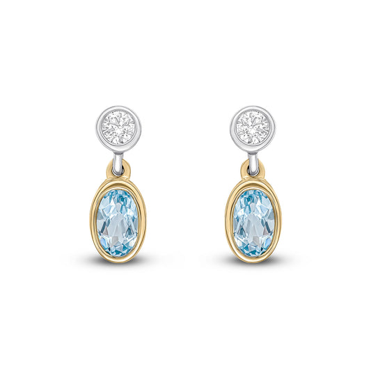 18ct White Gold Aqua And Diamond Earrings