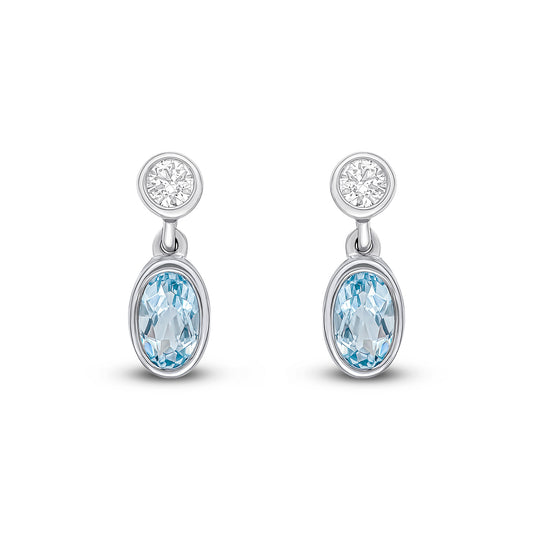 18ct White Gold Aqua And Diamond Earrings