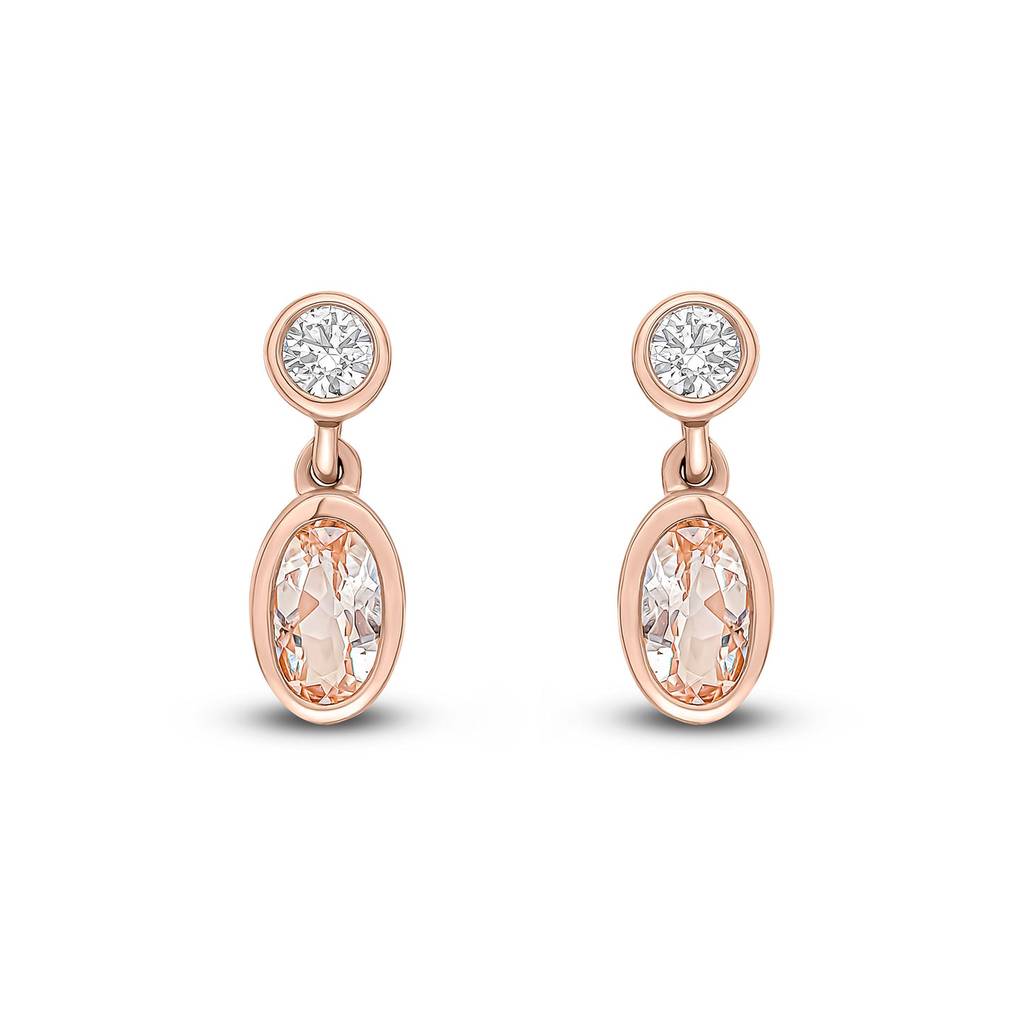 18ct Rose Gold Morganite And Diamond Earrings