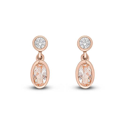 18ct Rose Gold Morganite And Diamond Earrings