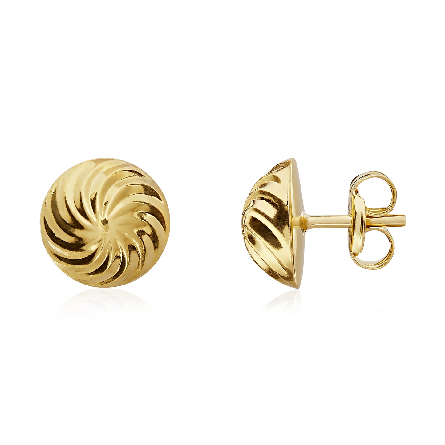 9ct Yellow Gold Swirl Stud Earrings