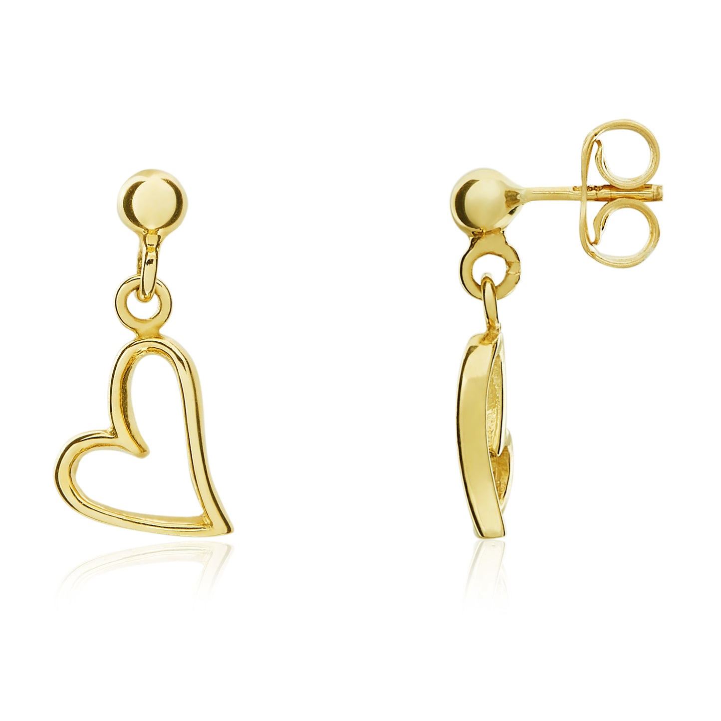 9ct Yellow Gold Heart Earrings