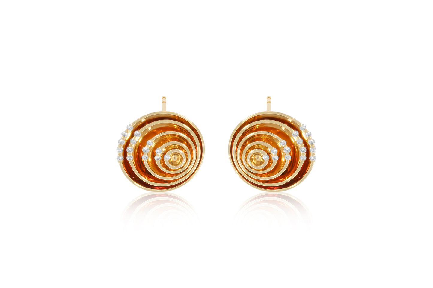 18ct Yellow Gold Diamond Swirl Earrings