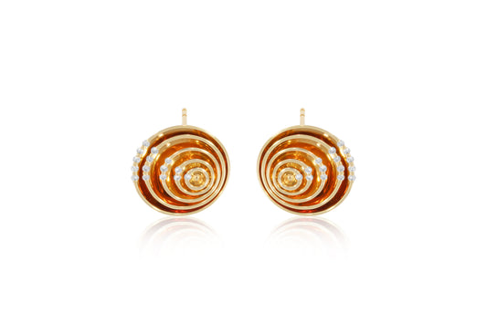 18ct Yellow Gold Diamond Swirl Earrings