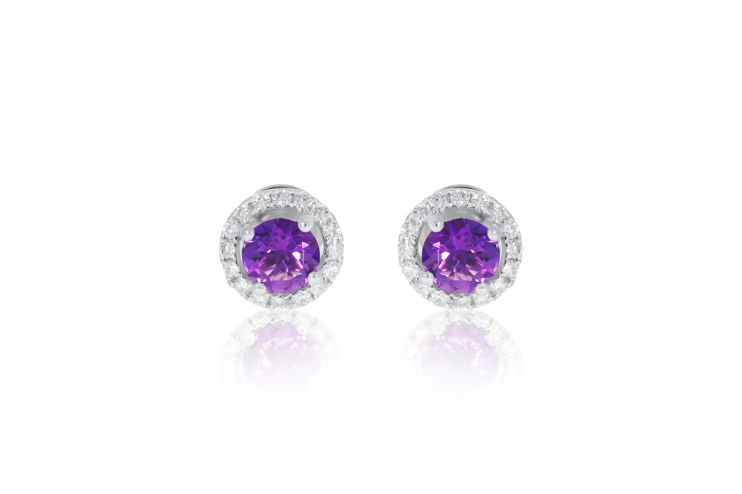 18ct White Gold and Amethyst Earrings