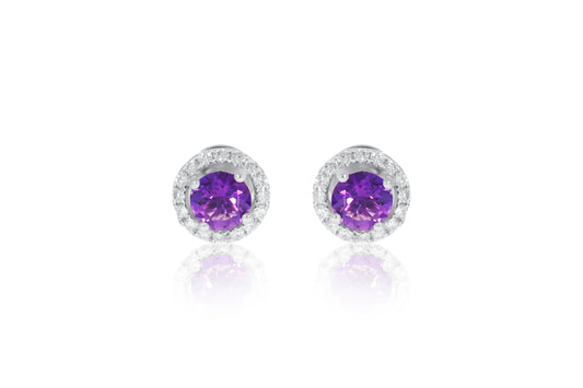 18ct White Gold and Amethyst Earrings