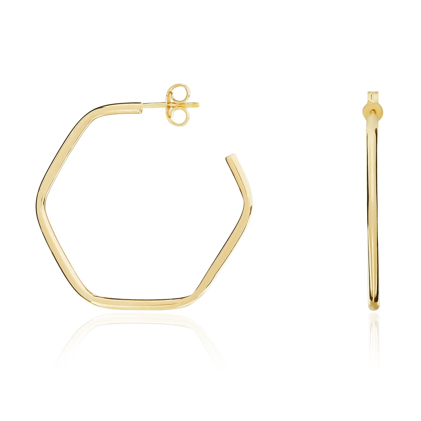 9ct Yellow Gold Hexagon Earrings