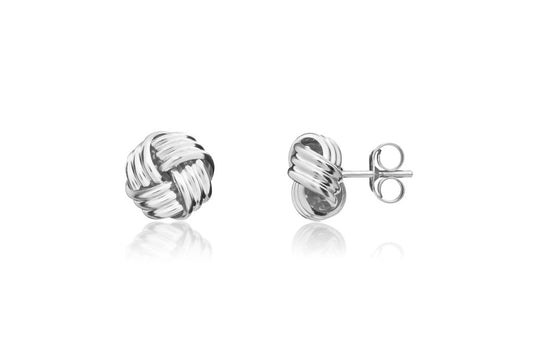 9ct White Gold Knot Stud Earrings