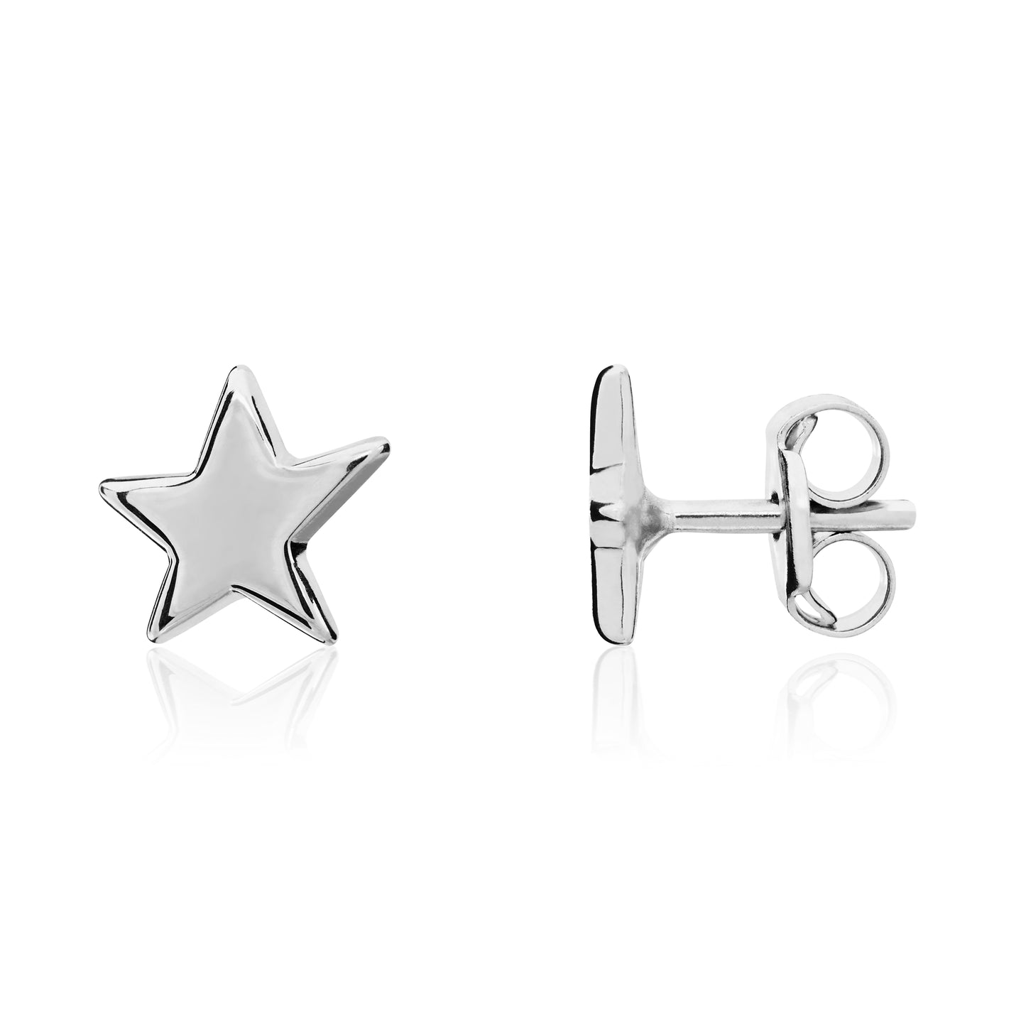 9ct White Gold Star Earrings