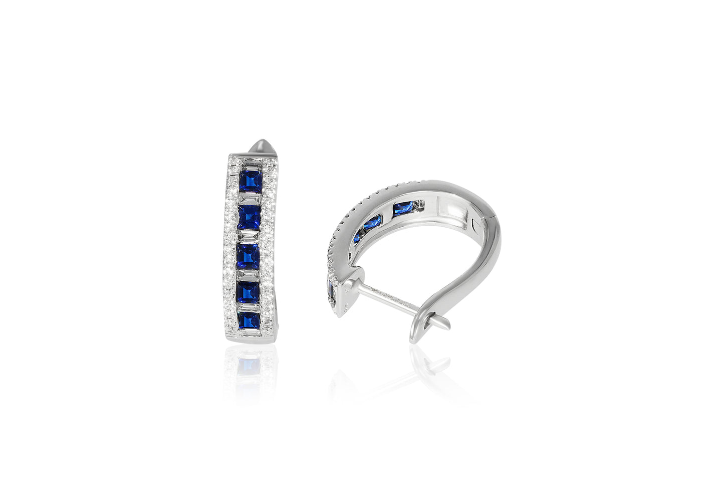 18ct White Gold Sapphire and Diamond Earrings