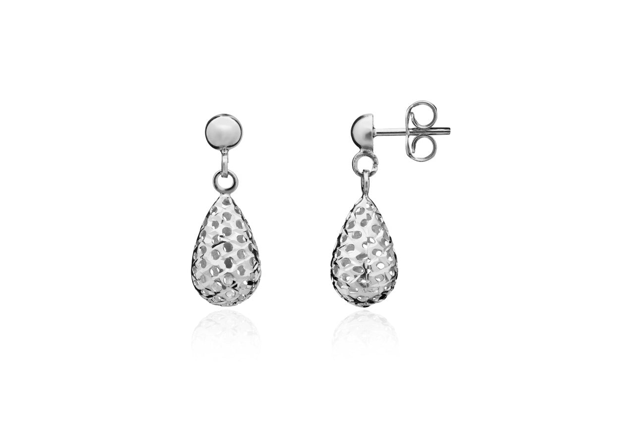 9ct White Gold Drop Earrings