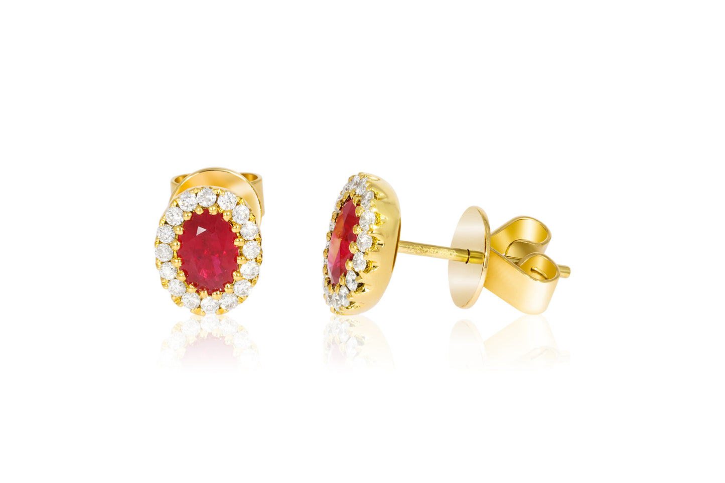 18ct Yellow Gold and Ruby Earrings