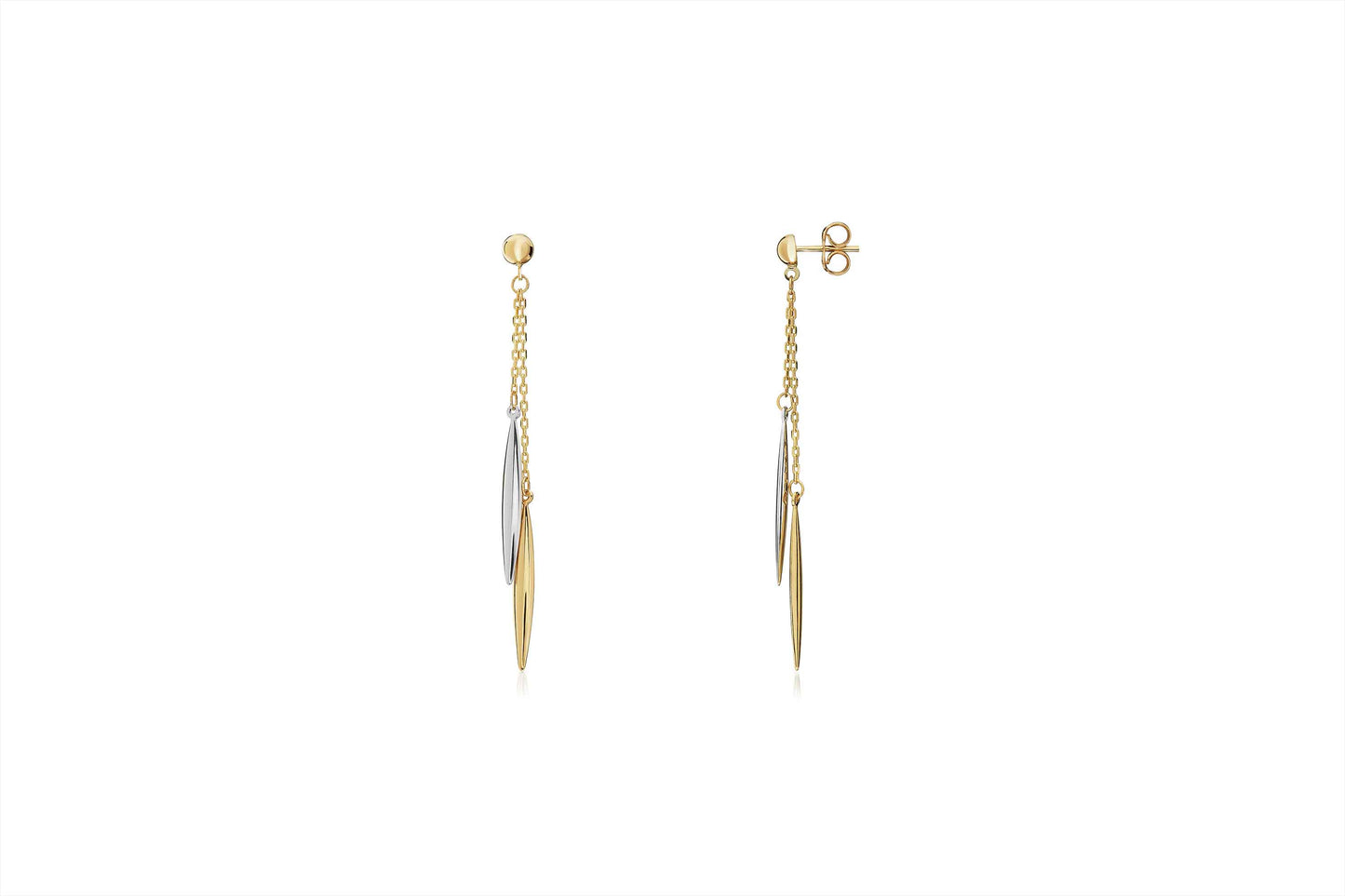 9ct Two Tone Gold Drop Earrings