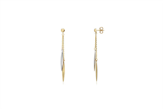 9ct Two Tone Gold Drop Earrings