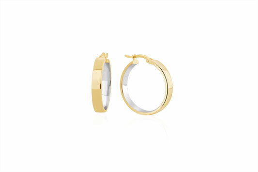 9ct Two Tone Gold Hoop Earrings