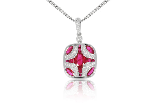 18ct White Gold and Ruby Pendant