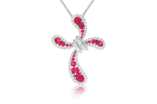 18ct White Gold and Ruby Pendant