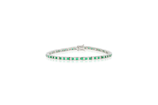 18ct White Gold Emerald and Diamond Bracelet